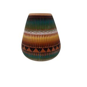 Navajo Handcrafted Signed Vase Southwest Native American Pottery 8"